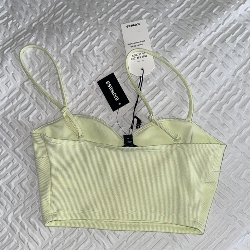 Express Mint Ribbed Crop Top - Picture 2 of 6
